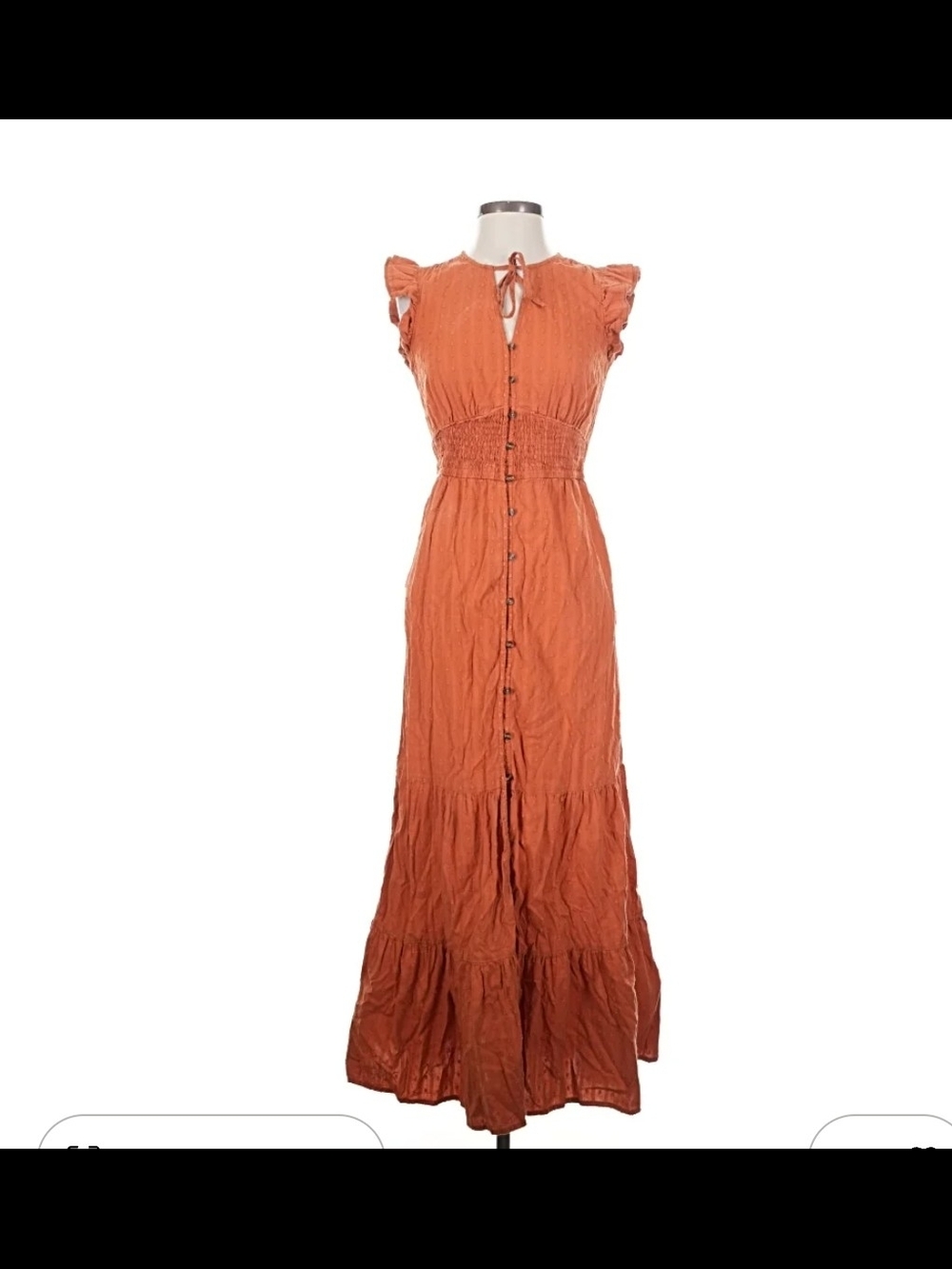 Tiered Maxi Dress with Smocked Waist in Rust